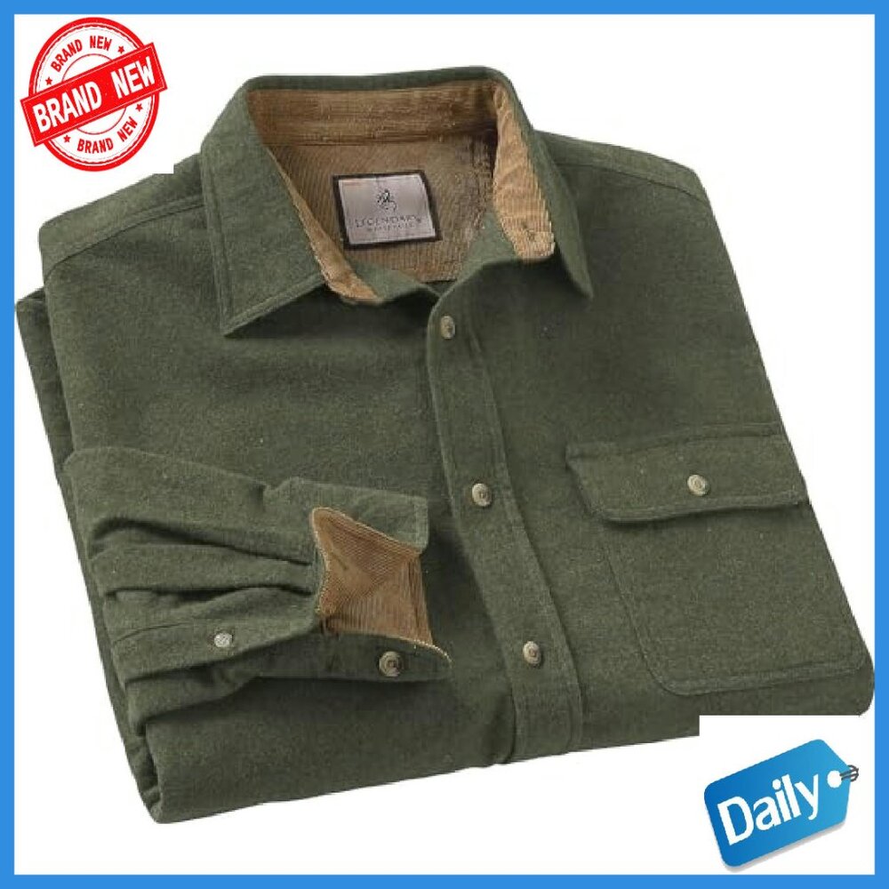 Men's 100% Cotton Flannel Shirt Long Sleeve Button Down Relaxed Fit - Picture 7 of 8